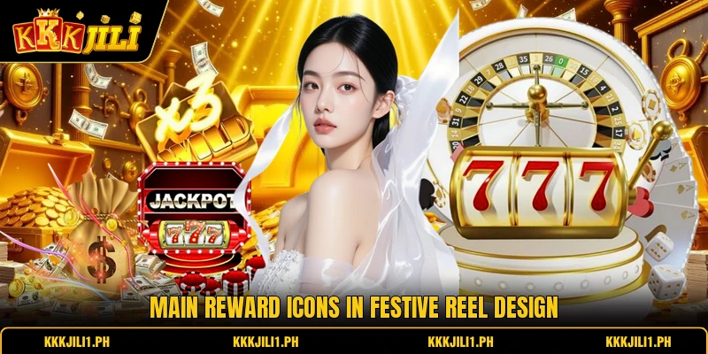 Main reward icons in festive reel design
