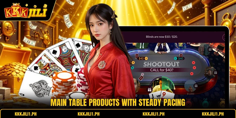 Main table products with steady pacing